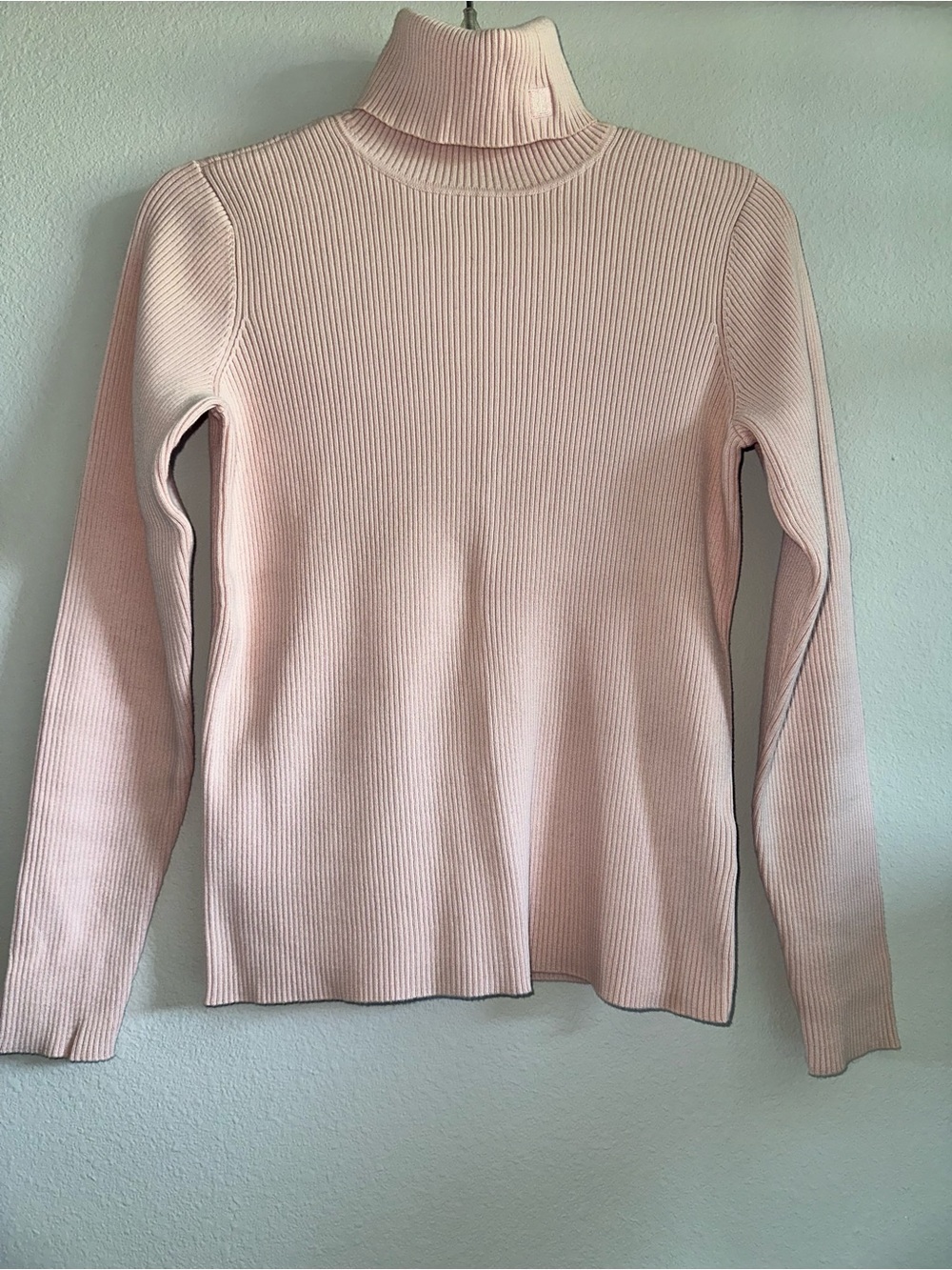 Lauren Ralph Lauren Soft Pink Ribbed Turtleneck Sweater S 100% cotton
